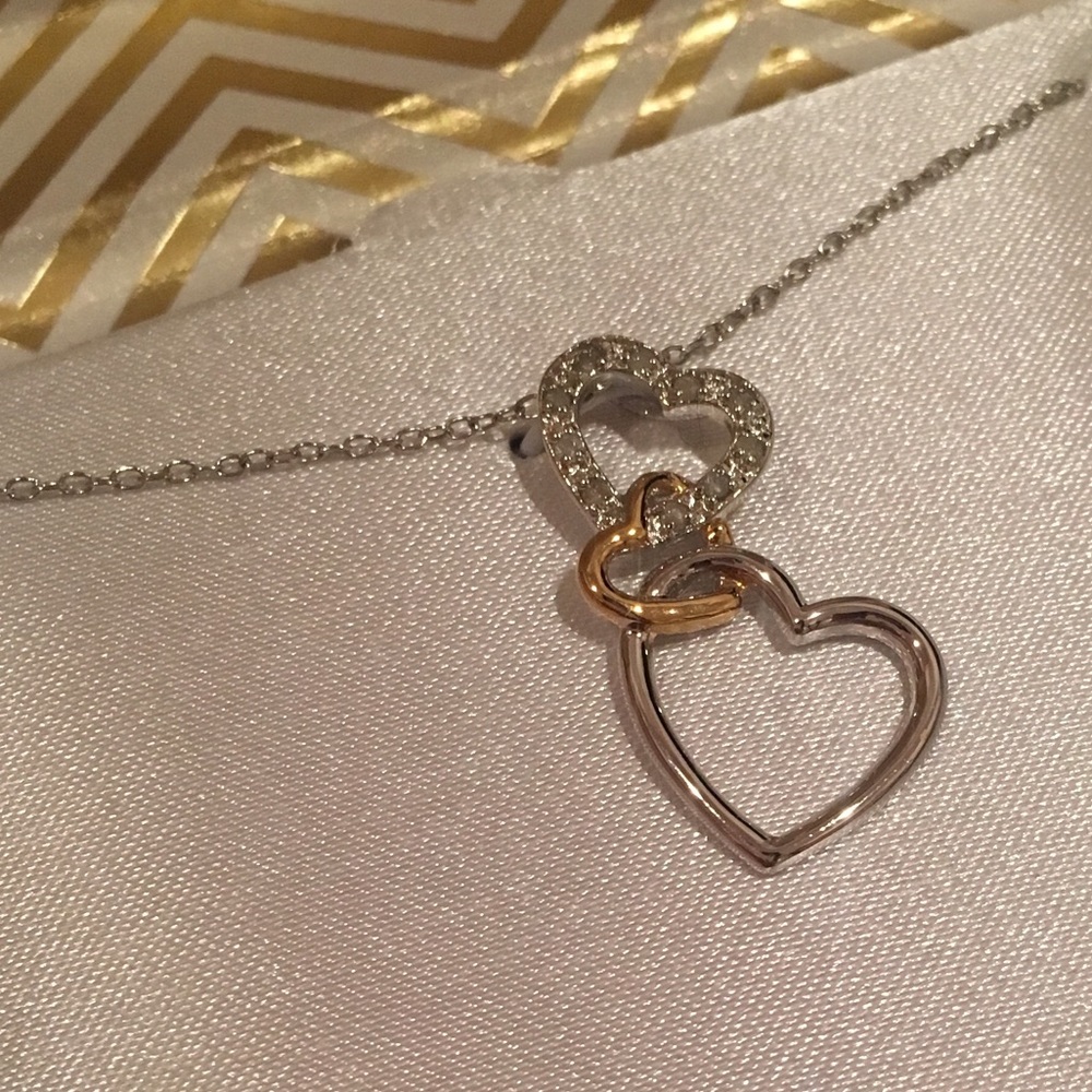 18K Gold, Sterling Silver & Diamond Heart Necklace